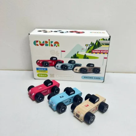 Дитячий дерев'яний набір машинок Гонки CUBIKA