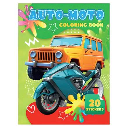 Дитяча книжка розмальовка 20 наліпок Auto Moto Jumbi