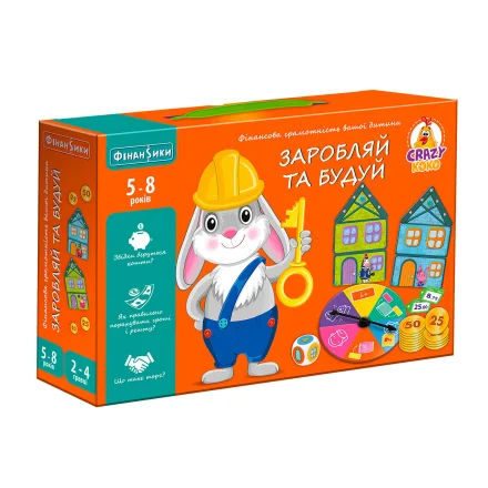 Дитяча настільна гра Заробляй та будуй Vladi Toys в коробці