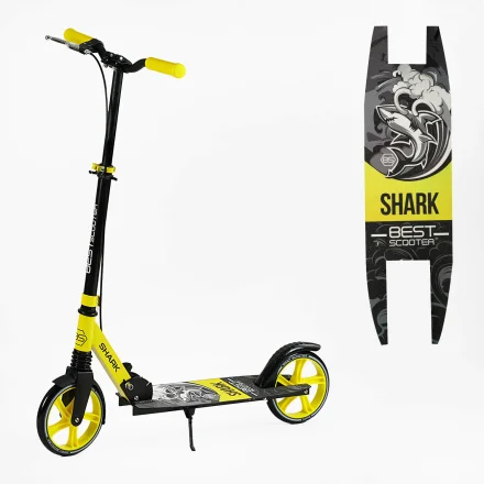 Дитячий самокат двоколісний Best Scooter SHARK з ручним гальмом затискач керма колеса PU 20 см 1 амортизатор в коробці