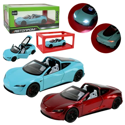 Іграшка машина моделька Tesla roadster зі світлом та звуком відкриваються двері Автопром