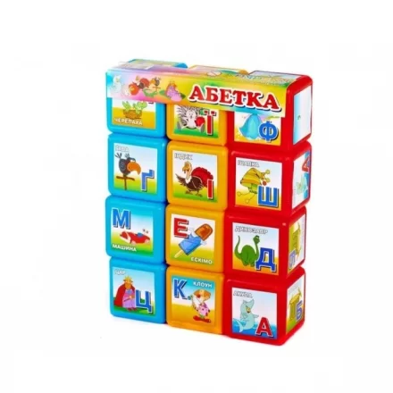 Дитячі кубики Абетка велика 12 шт M-TOYS в пакеті