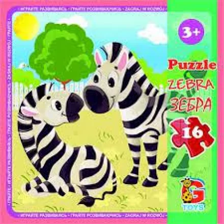 Пазли 16 елементів Зоопарк + постер G Toys