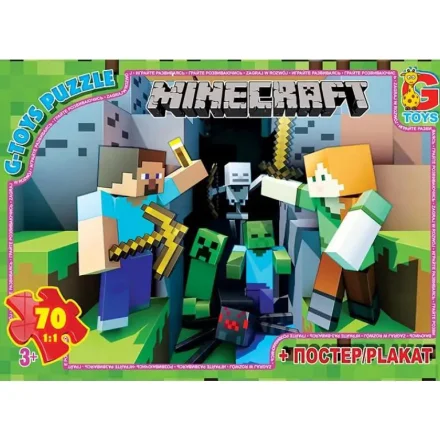 Дитячі пазли 70 елементів Майнкрафт та постер G Toys в коробці